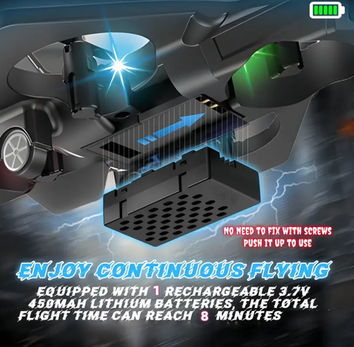Remote-Controlled Fighter Jet — Crash-Resistant Quadcopter Drone with Colorful LED Lights — RC Aircraft Model Toy for Kids