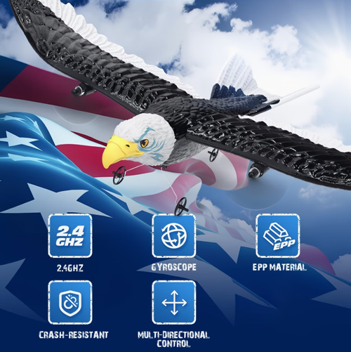 RC Plane, Remote Control Eagle Plane, RTF Airplane, 2.4GHZ 2CH Flying Bird with 2 Batteries And Propeller 6-Axis Gyro Stabilizer, Easy to Fly for Beginners Adults Kids Boys