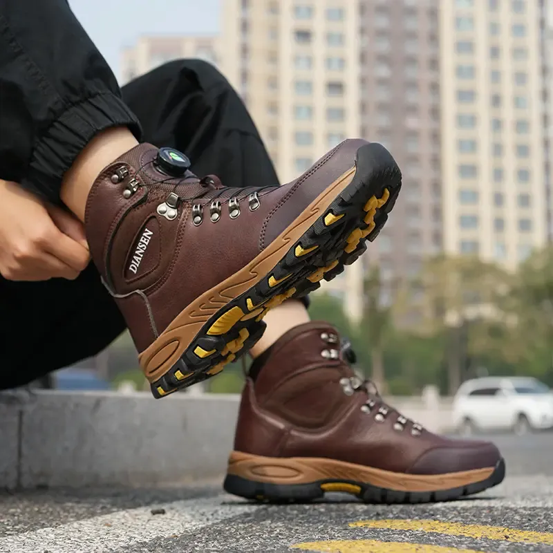 Work Boots Indestructible Safety Shoes Men Steel Toe Shoes Puncture-Proof Sneakers Non Slip Work Shoes New Fashion Rotary Buckle Protective Boots Construction Work Shoes