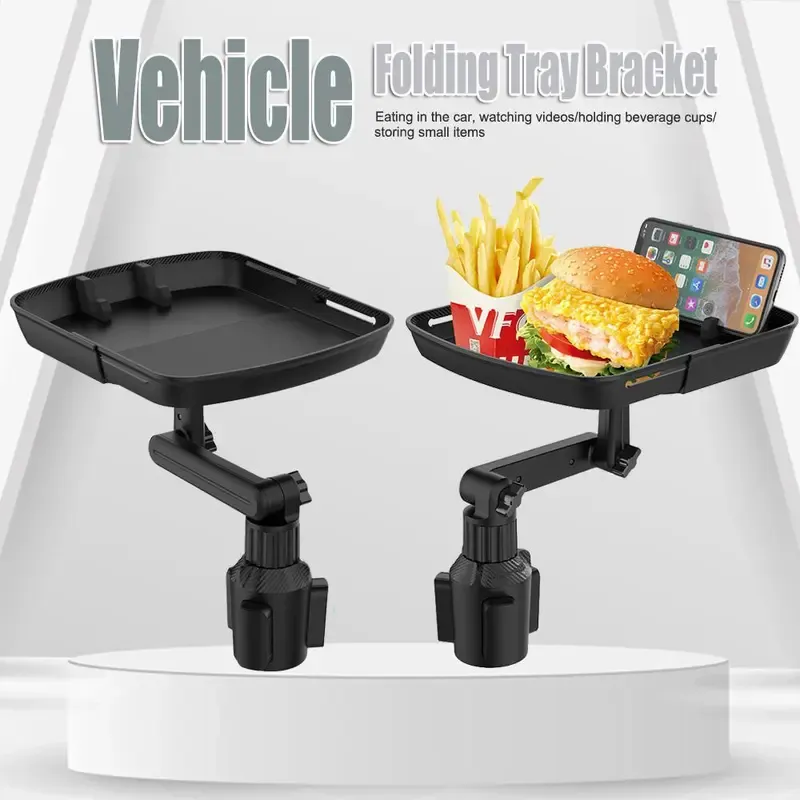 360° Rotatable Car Holder, Car Cup Holder, Multifunctional Car Cup Holder, Small Table Stand for Beverage and Food, Vehicle, Automotive
