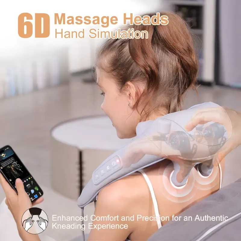 Cordless Neck and Shoulder Massager with Heat – 6D Deep Kneading Electric Massage Pillow for Neck, Back, Legs, and Full Body Relaxation – Perfect for Home, Office and Car. Gifts for Mom, Friends and Wife Birthday Gift