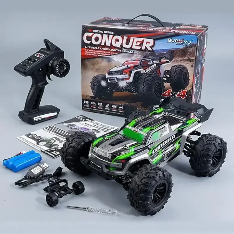 1:16 Full-Scale RC Vehicle — 4WD Off-Road RC Truck (with LED Headlights and Rechargeable Battery) — High-Speed ​​Drifting Monster Truck