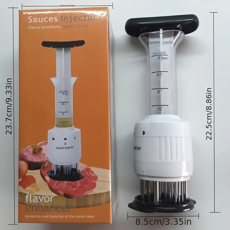 Meat Injector Kit for Tender Steaks, Professional Chef-Approved Injector for Flavoring and Tenderizing, Essential Kitchen BBQ Grill Accessory
