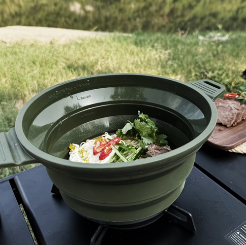 Portable Outdoor Travel Hiking Pot, Portable Outdoor Camping Cookware Folding Pot Food Grade Silicone Suitable for Outdoor Camping, Travel, Hiking