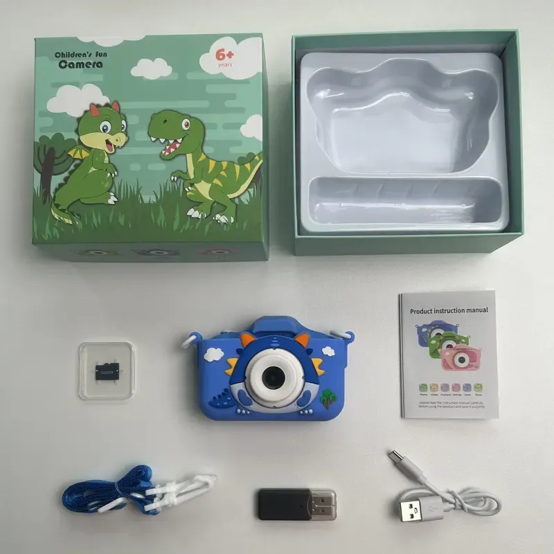 Cartoon Dinosaur Digital Camera, Cute Video Recording Camera Toy with 32 GB Memory Card, Birthday and Holiday Gift for Kids