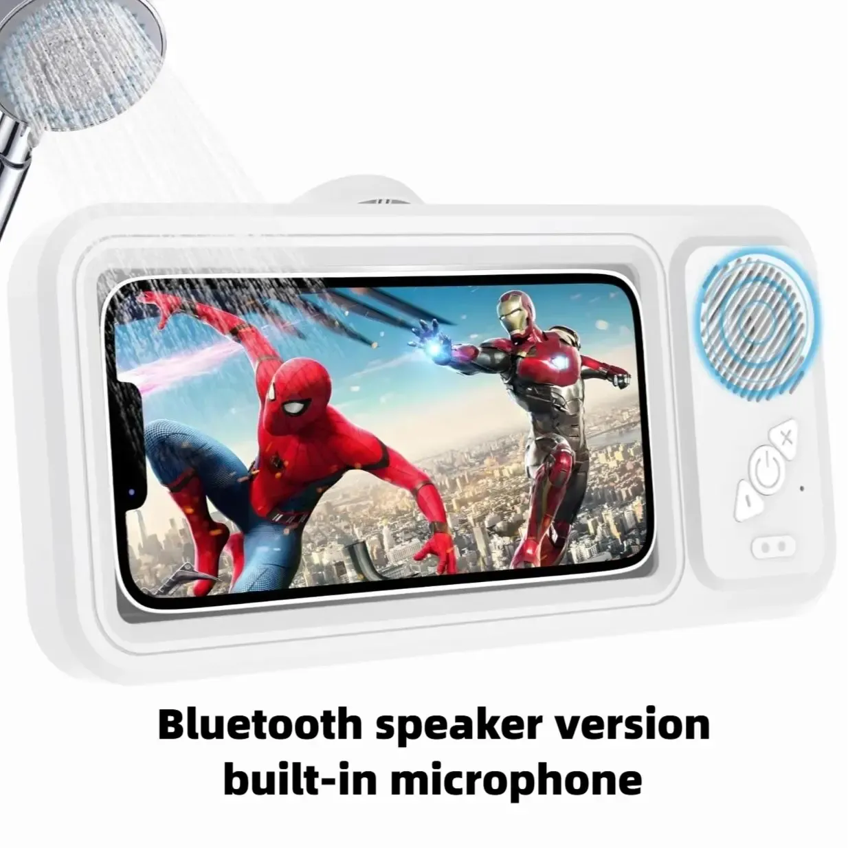 Bathroom shower waterproof phone holder Bluetooth speaker 360°Rotation touch screen mobile phone box watch movie listening music