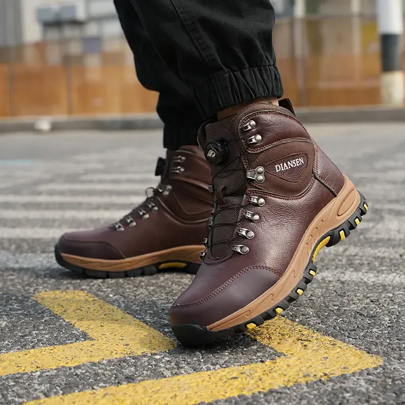 Work Boots Indestructible Safety Shoes Men Steel Toe Shoes Puncture-Proof Sneakers Non Slip Work Shoes New Fashion Rotary Buckle Protective Boots Construction Work Shoes