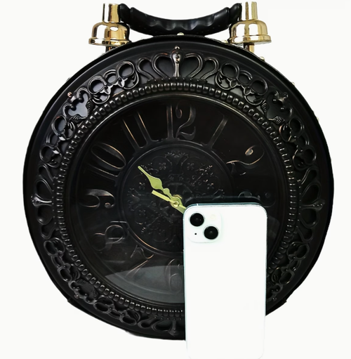 Women's Retro Steampunk Handbag with Clock Face