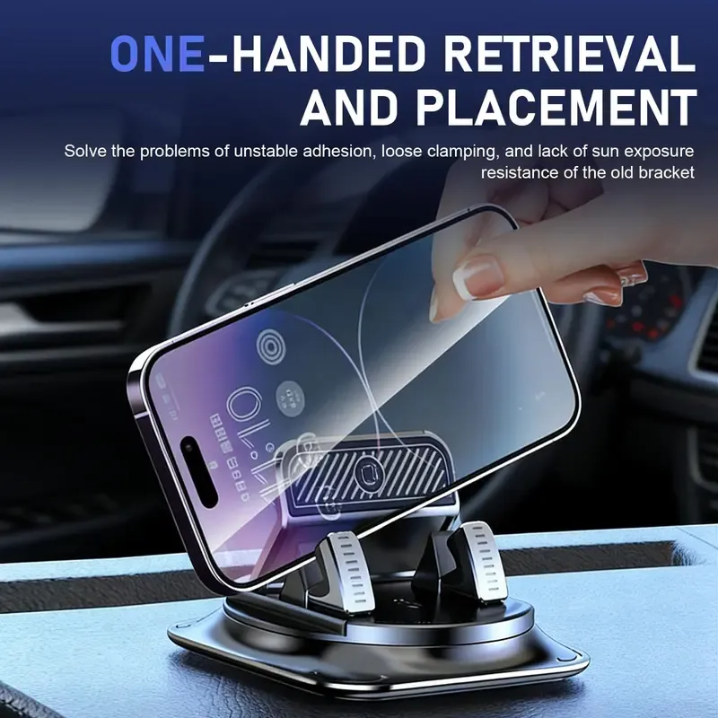 Dashboard Navigation Bracket, 360-Degree Rotation Automotive Phone Holder, Universal Self-Adhesive Non-Slip Car Phone Holder, for Most Cars,Car Mount