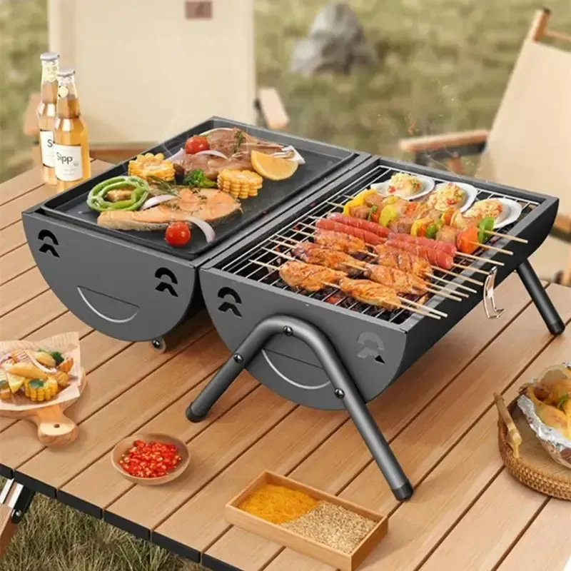 Portable Outdoor Double Sided Grill, Compact Cylindrical Grill, Cylindrical BBQ Grill, Double Sided Frying, For Outdoor Cooking Backyard Camping Picnic Beach, Multi-Person Grill, Charcoal Grill for Home Smokeless BBQ Grill camping grill new Heavy-Duty