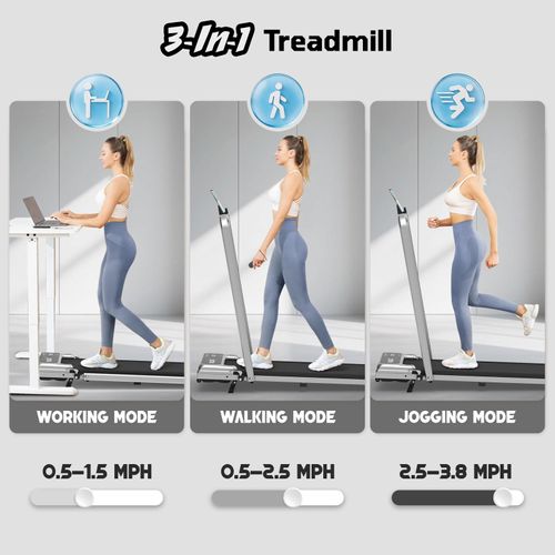 Yagud Walking Pad with Wheels,Remote Control, LED Display, Portable Under Desk Treadmill for Small Spaces, Home Office Exercise Equipment Fitness Workout Calories