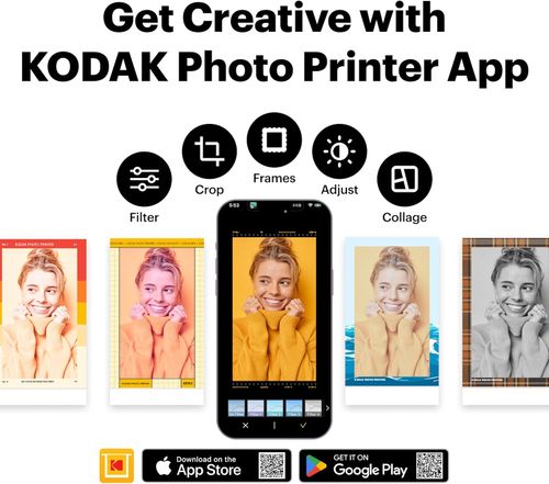 KODAK Mini 2 Retro 4PASS Portable Photo Printer 3-inch + 8 Sheets, Black Premium Quality- White