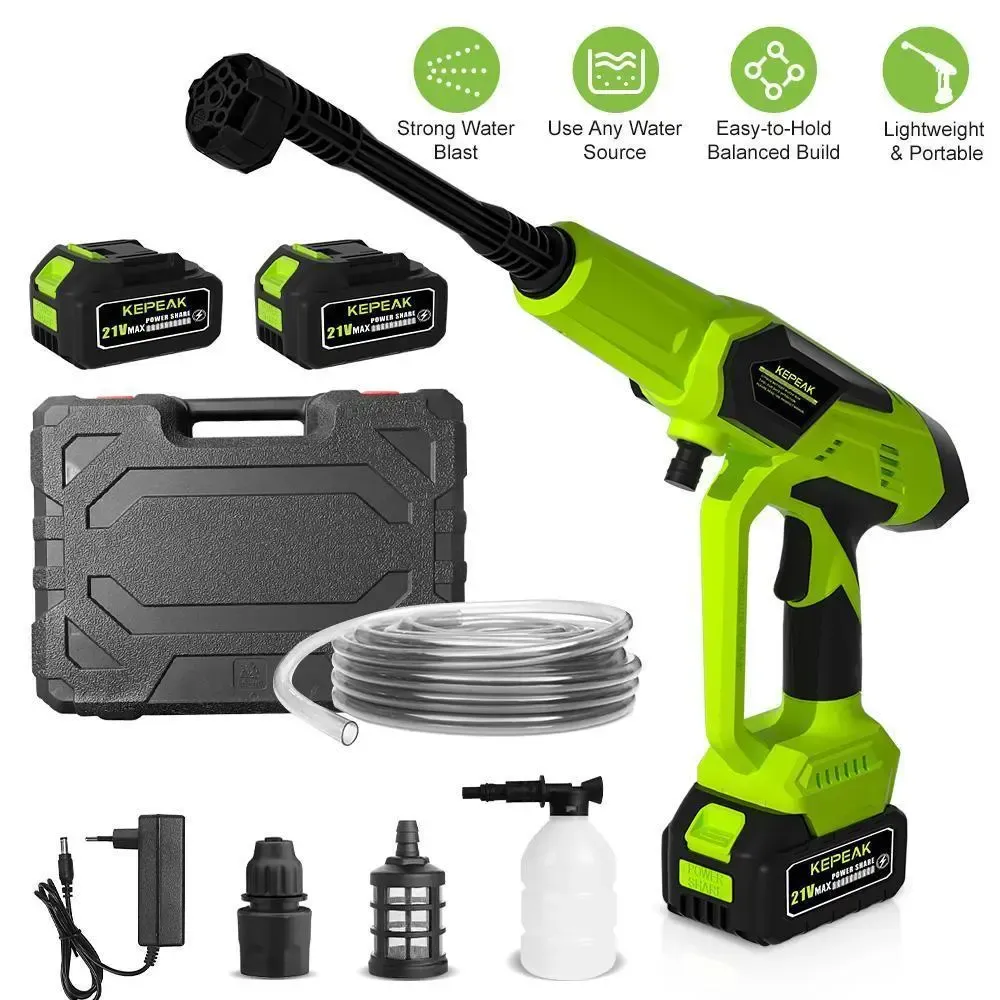 Wireless Portable High Pressure Washer, Nozzle Electric High Power Cleaner 2 Rechargeable Battery Powered By, Handheld Electric Cleaner Water, for Valentine s Day Gift