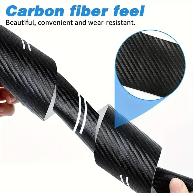 5-piece set of sports carbon fiber patterned threshold protection strip, trunk protection strip, scratch resistant, abrasion resistant, anti stepping threshold decoration strip, universal car accessories