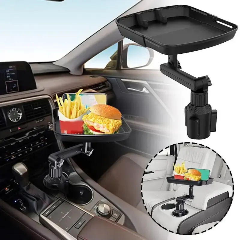 360° Rotatable Car Holder, Car Cup Holder, Multifunctional Car Cup Holder, Small Table Stand for Beverage and Food, Vehicle, Automotive