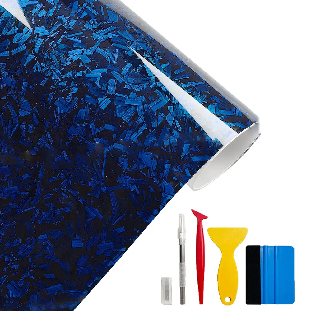 11.8in x118in Gloss Forged Carbon Fiber Car Wrap Vinyl Bubble Free Air Release Adhesive Car Wrap Film Roll DIY Decals ( 0.98 FT x 9.8 FT)