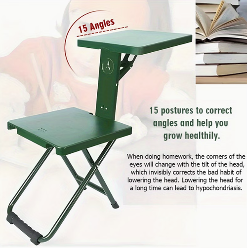 Heavy-Duty Folding Chair with Side Table