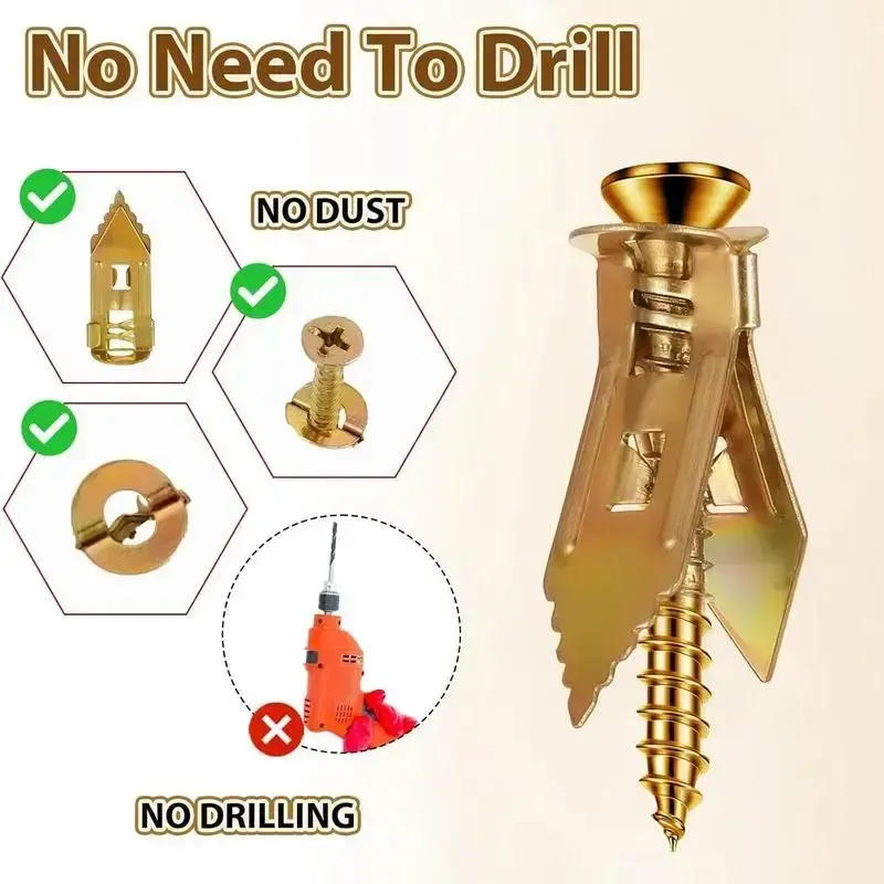 Self-Drilling Drywall Anchors Kit No Drill Needed Easy Hang for Home
