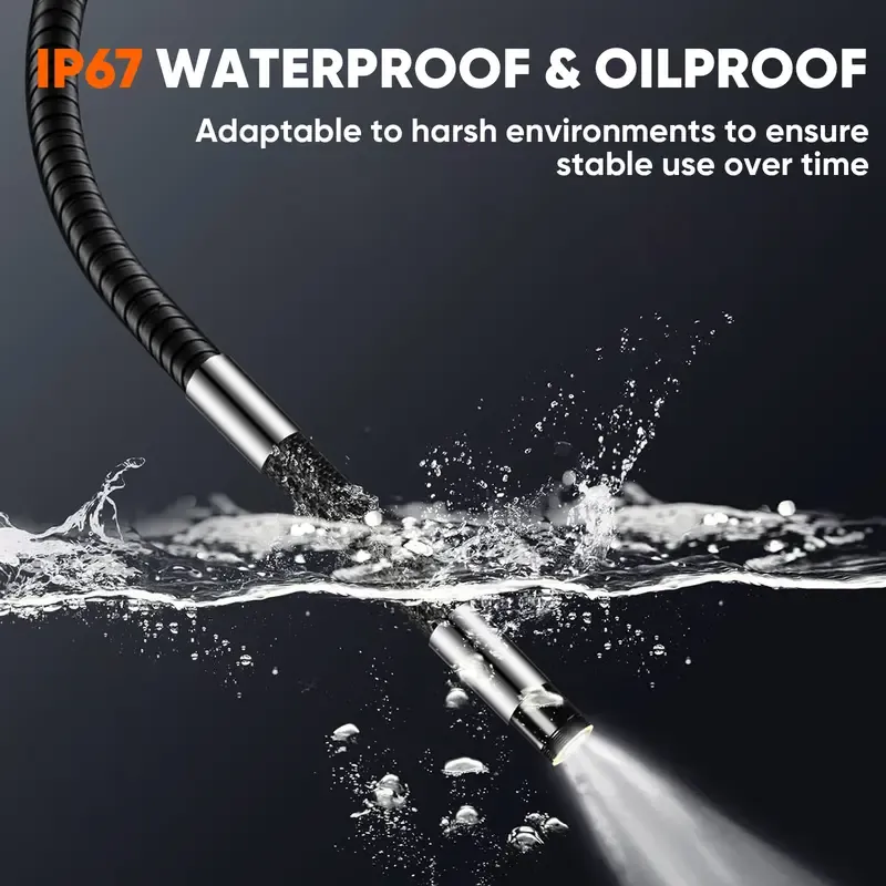 SHEKAR 0.33in  0.23in Two-Way Endoscope Camera with 32GB Card, 360° Rotatable Waterproof Borescope with Light, Articulated Snake Camera, Inspection Scope for Automotive, Mechanic, Wall, Vehicle, Drain, Home Improvement