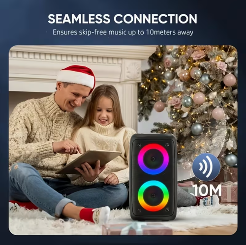 Portable Adult Speaker, PA System Karaoke Speaker with LED Lights, Supports TF Card  USB, AUX Input, TWS, Suitable for Parties