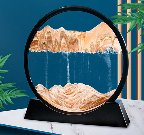 3D Moving Sand Art Frame | Rotating Liquid Sandscape Decor for Stress Relief & Desk Display