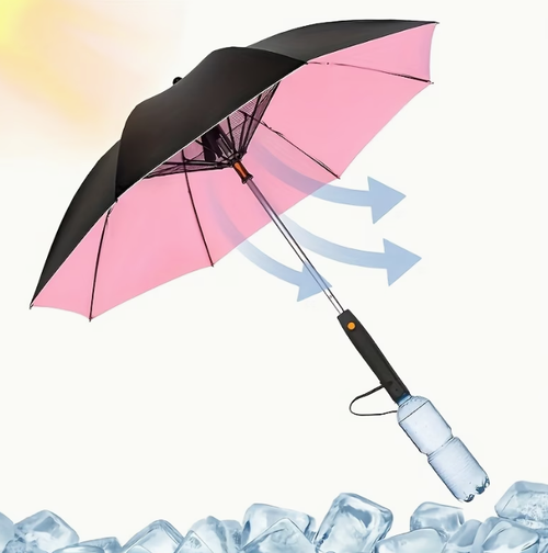 1pc Of Umbrella With Fan, Spray And UV Protection, Multifunctional Cooling Umbrella With Fan And Spray (with A Free Water Bottle)