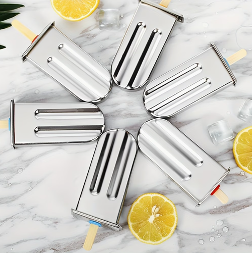 10pcs 304 Stainless Steel Popsicle Mold Set with Lids, Stainless Steel Popsicle Stick Holder Base, and Ice Cream Sticks - DIY Metal Popsicle Molds, Creative Fruit Popsicle Molds, Kitchen Tools