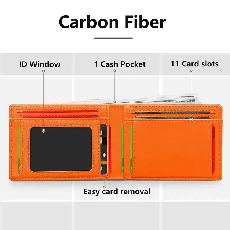Okicoler Carbon Fiber Ultra-Thin Men's Wallet: 11 RFID Shielded Slots + Stealth Leather Design – Luxury Tech Accessory for Young Professionals