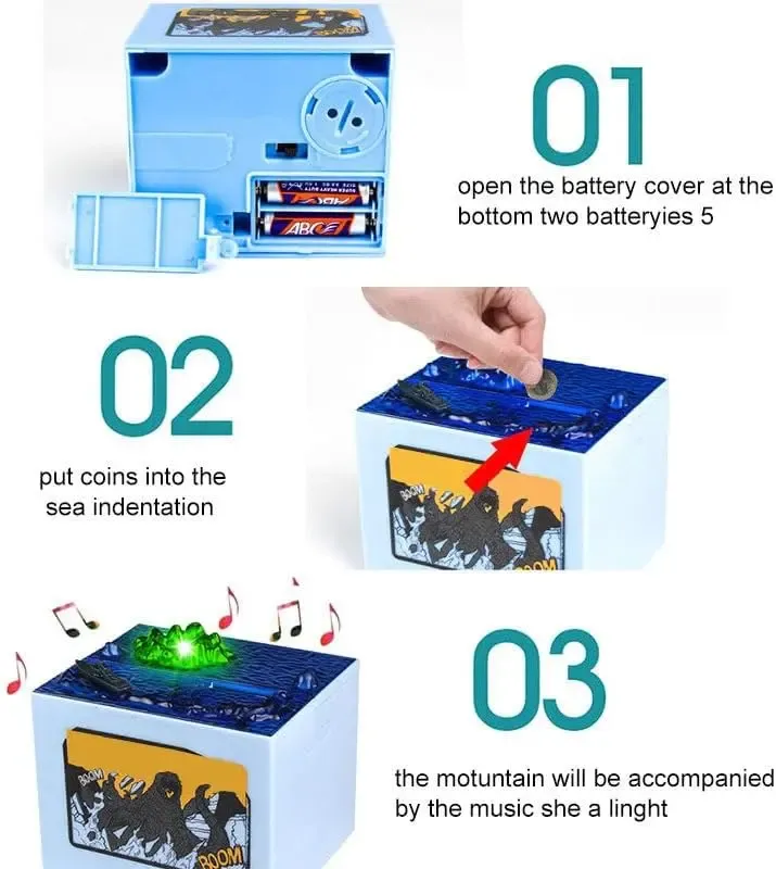 Creative Movie Dinosaur Piggy Bank Stealing Coin Musical Moving Monster Money Box Birthday Christmas Best Gifts for Boys