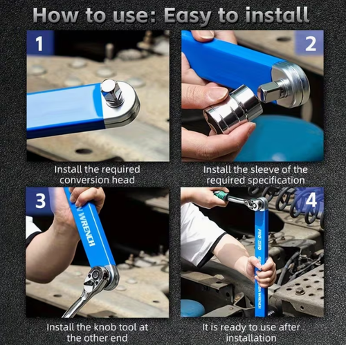 Extendable, Adjustable, Dual-Head, Two-Way, Labor-Saving Ratchet Chain Wrench