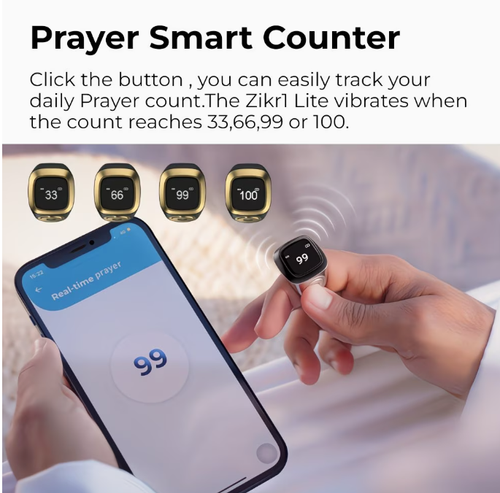 IQIBLA Zikr Ring Lite Nova Blue 20mm | Smart Device with Display