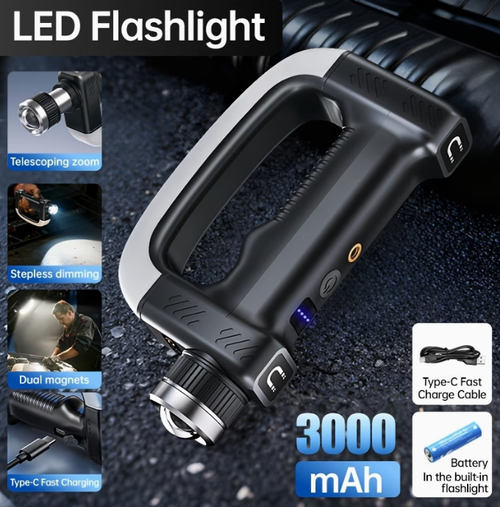 1pc Black SKT Explorer Multi-Functional Super Bright Flashlight
