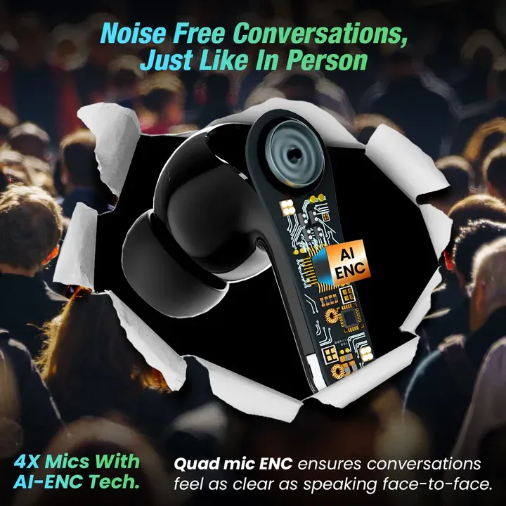 4 in 1 Earbuds | ANC Up To 32dB (In-Ear) | Quad Mic AI-ENC | 70Hrs Playtime | Dual Connectivity | 3D Spatial Audio