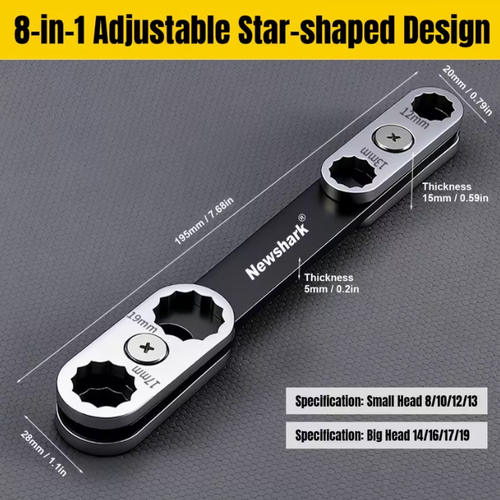 High-Hardness, 360-Degree Adjustable 8-in-1 Wrench