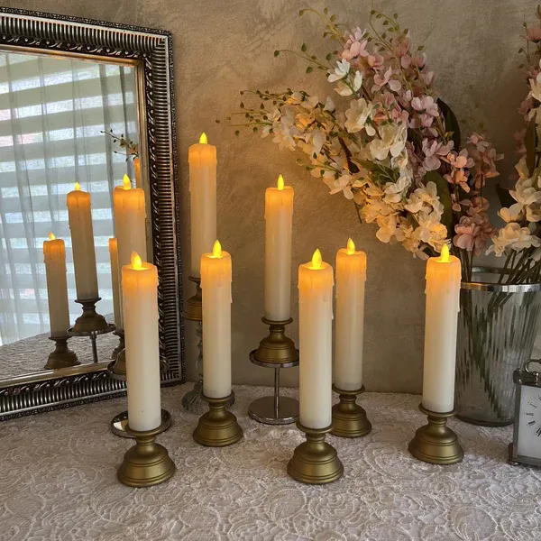 LED   Pillar   Candle   With   Stand  2 pieces