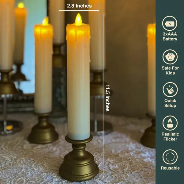 LED   Pillar   Candle   With   Stand  2 pieces