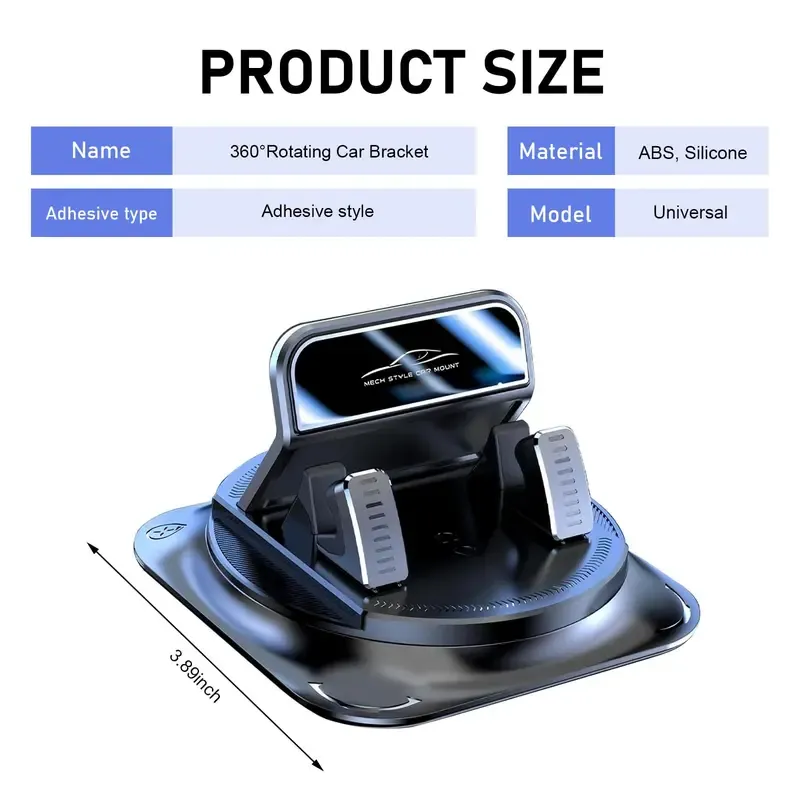 Dashboard Navigation Bracket, 360-Degree Rotation Automotive Phone Holder, Universal Self-Adhesive Non-Slip Car Phone Holder, for Most Cars,Car Mount