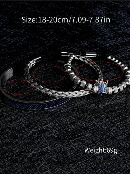 Men's Elegant Crown Design Cuff Bangle Set, Fashion Jewelry for Party, Daily Clothing Decor, Trendy All-match & Exquisite Jewelry for Birthday Gift