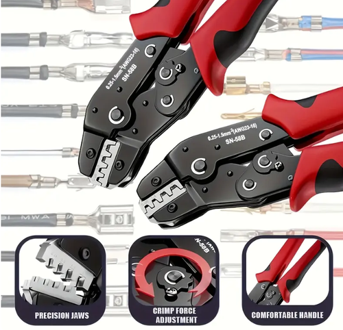 Manual Ratchet Wire Crimper Tool for 4-20 AWG, Carbon Steel Handle, Adjustable Jaws, Precision Crimping for JST, Dupont & SATA Terminals, Ergonomic Electrical & Automotive Wiring Tool, Jst Terminals
