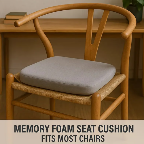 Extra Thick Comfort Seat Pad - 1.5-Inch Resilient Memory Foam Core with Detachable Fabric Cover, Textured Bottom Grip for Office  School  Truck Seats, Evenly Distributes Weight for Better Posture