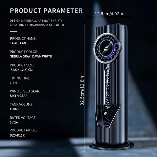 Experience Quick Cooling in Three Seconds! This 6-Speed USB Portable Air Conditioner And Humidifier Fan Operates Quietly And Efficiently, Featuring a Timer That Lasts for Six Hours, Making It Ideal for Home, Office
