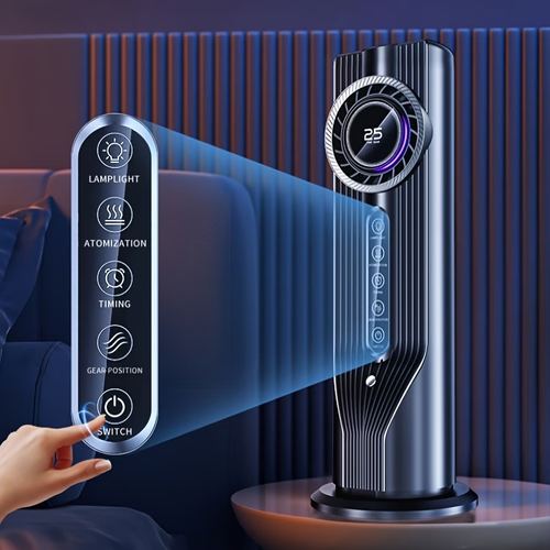 Experience Quick Cooling in Three Seconds! This 6-Speed USB Portable Air Conditioner And Humidifier Fan Operates Quietly And Efficiently, Featuring a Timer That Lasts for Six Hours, Making It Ideal for Home, Office
