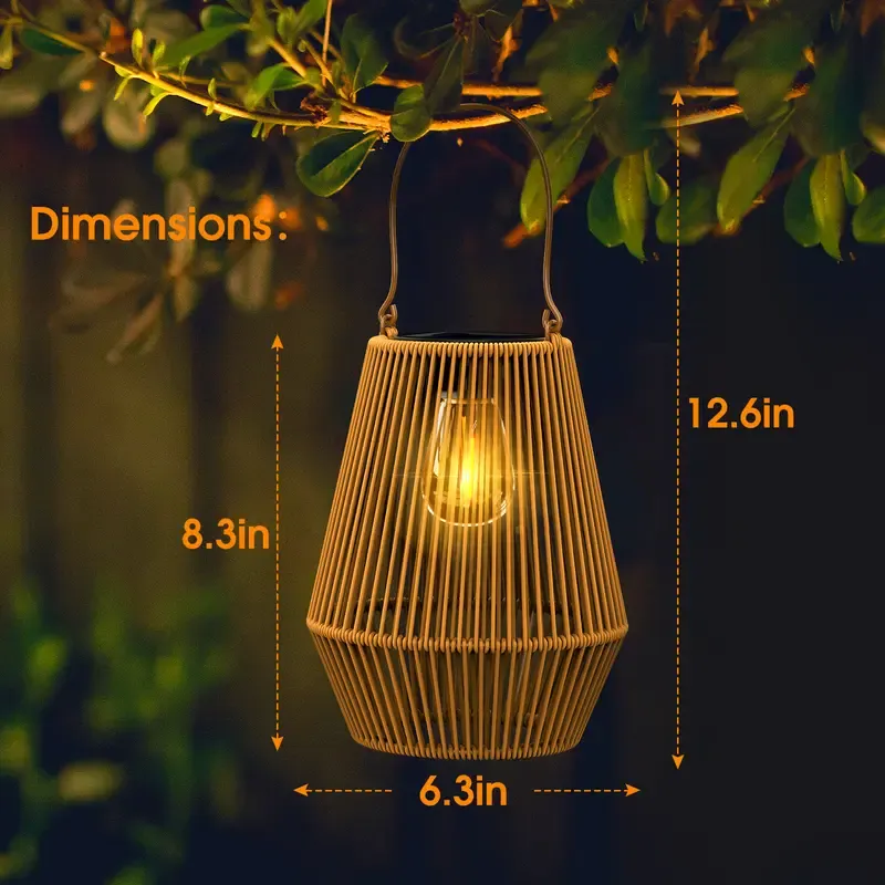 Solar Garden Lights, Handwoven Rattan Solar Lantern, Special Design Outdoor Solar Garden Lights, Waterproof Solar Lights Suitable for Patio, Yard, Porch, Pathway, Decorative Lighting