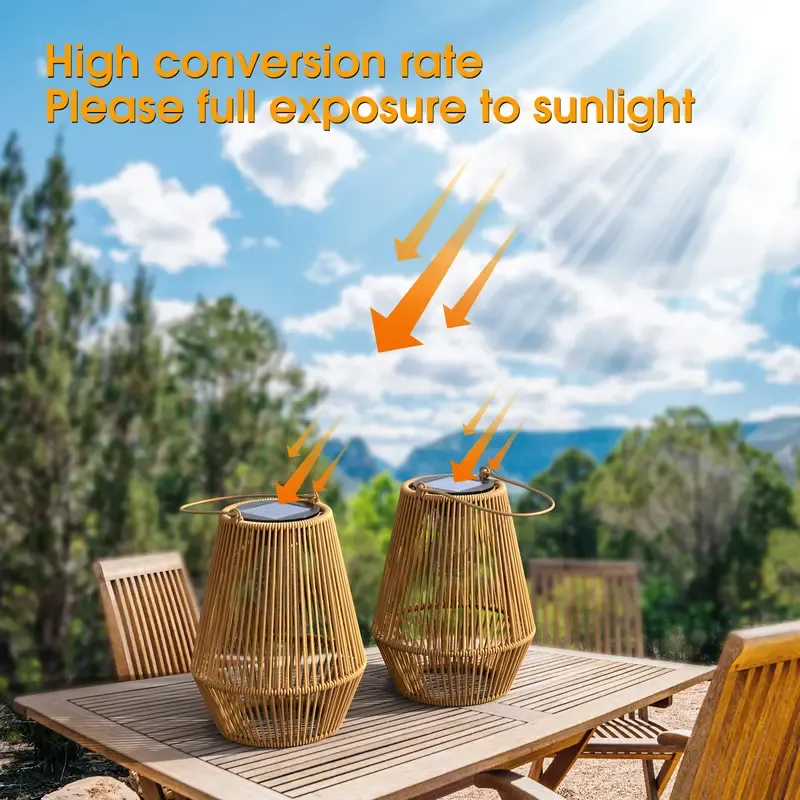 Solar Garden Lights, Handwoven Rattan Solar Lantern, Special Design Outdoor Solar Garden Lights, Waterproof Solar Lights Suitable for Patio, Yard, Porch, Pathway, Decorative Lighting