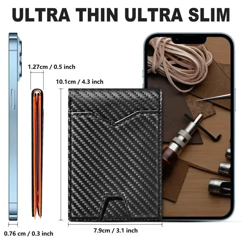 Okicoler Carbon Fiber Ultra-Thin Men's Wallet: 11 RFID Shielded Slots + Stealth Leather Design – Luxury Tech Accessory for Young Professionals