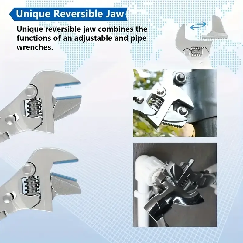 1pc 5-in-1 Adjustable Ratcheting Wrench Set - 25.4cm to 30.48cm Crescent Wrenches with 180° Folding