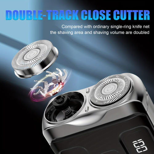 New MINI Digital Electric Shaver for Outdoor Camping, with a Floating Shaver and a Three Ring Blade Mesh, Magnetic Suction Dual Blade Head, and Portable Beard Knife