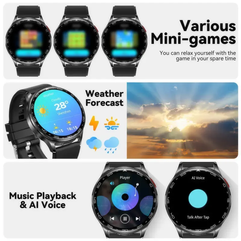 T97 Smart Watches For Men Women with Earbuds (Call Receive  Music Playback) Multifunctional Sports Watch 100+ Sports Modes Step Counter Mens Smartwatch for Android Perfect Gifts for Men Women