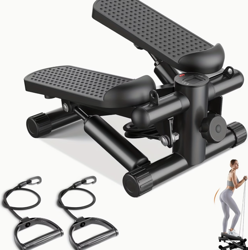 Mini Exercise Stepper with Resistance Bands - Compact Stair Stepper Machine for Home Use, Twist Motion Full Body Workout, 300LBS Capacity Portable Fitness Equipment