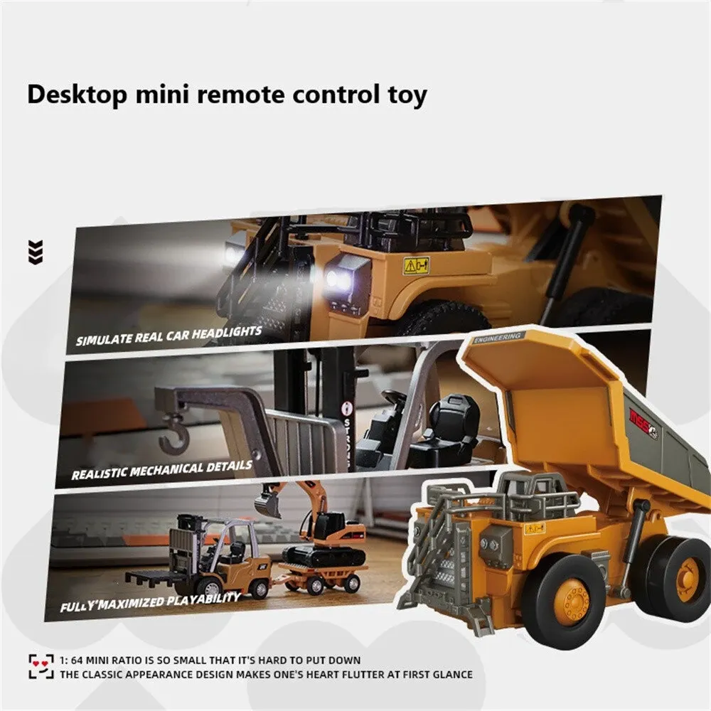 ​Z6750-Z6752-Z6753 RTR 1-64 2.4G Mini RC Car Alloy Forklift Excavator Dump Truck Support App Remote Controlled LED Light Sound Engineering Vehicle Two Speed Desktop Toys Model Collection Gift For Boys - Excavator